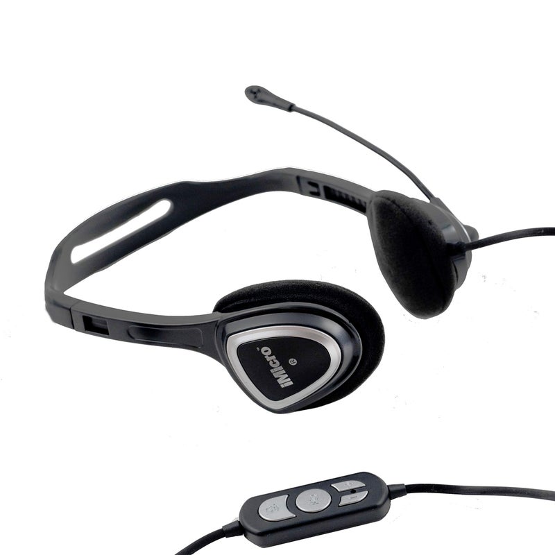 iMicro Im320 USB Headset with Adjustable Microphone Noise Cancelling, Wired Headphone for PC, Laptop,Black - Image 2